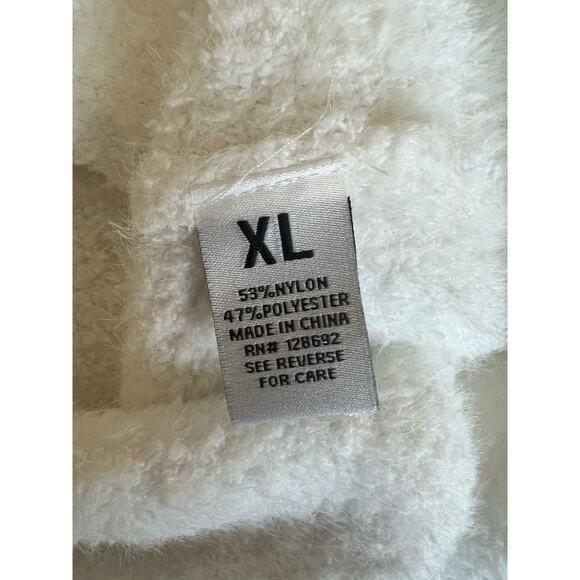 NWT STEVIE by Steve Madden White Fluffy LongSleeve V-Neck Crystal Bow Sweater XL - Picture 7 of 9